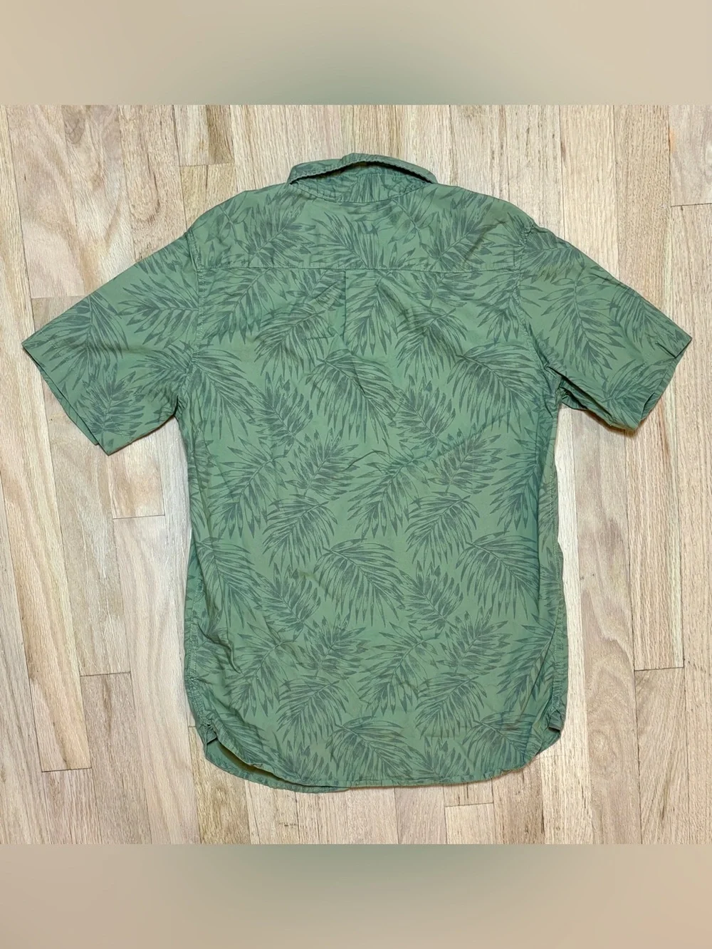 Gap Kids Boys Palm Leaf Tropical Button Down Shirt Green 100% Cotton XL 12